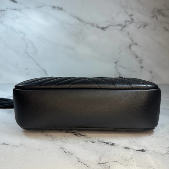 Chanel Chevron Camera Case Bag CC Black Diagonal Shoulder Purse Handbag Silver - Picture 11 of 16